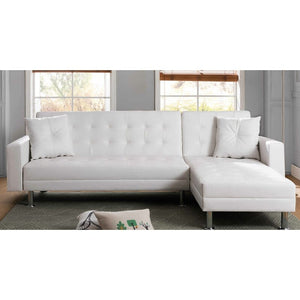 Living room sofa Faux Leather Reversible Sleeper Sofa & Chaise white