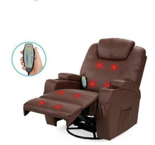 Load image into Gallery viewer, Black or Brown Swivel Heat &amp; Massage Recliner Chair 5 Modes Remote Control