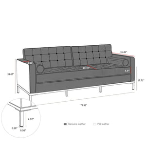 Sofa Loveseat genuine leather Living Room Metal foot