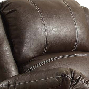 Leather Upholstered Metal Rocker Reclining Chair, Brown