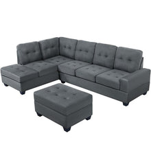 Load image into Gallery viewer, 104&#39;&#39; Wide Suede Sectional Sofa with Storage Ottoman and Cup Holders