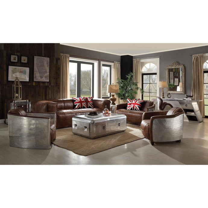 Brancaster Retro Top Grain Leather Sofa, Brown