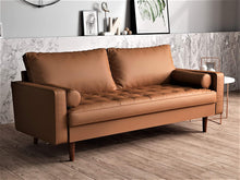 Load image into Gallery viewer, Orion Mid Century Modern Pu Leather Upholstered Living Room Sofa with Bolster Pillows, Sofa, 2-piece set or loveseat