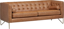 Load image into Gallery viewer, Brooke Contemporary Mid-Century Modern Tufted Leather Sofa Couch, 82&quot;W, Cognac