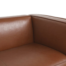 Load image into Gallery viewer, Minkler Contemporary Faux Leather 3 Seater Sofa, Cognac Brown and Dark Walnut