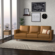 Load image into Gallery viewer, Revolve Modern Leather Sofa Couch, 80&quot;W, Caramel