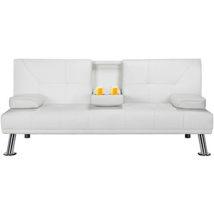 Easyfashion Sofa, White Faux Leather