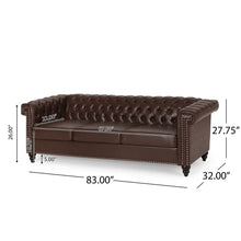 Load image into Gallery viewer, Tufted Chesterfield Faux Leather 3 Seater Sofa