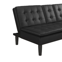 Load image into Gallery viewer, Mainstays Memory Foam Pillowtop Futon with Cupholder, Black Faux Leather