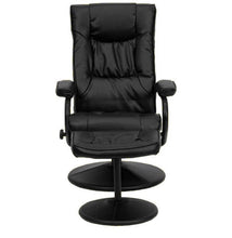 Load image into Gallery viewer, Black Faux Leather Recliner Chair with Swivel Seat and Ottoman