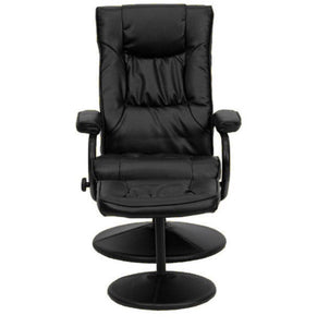 Black Faux Leather Recliner Chair with Swivel Seat and Ottoman