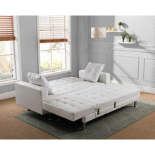 Load image into Gallery viewer, Living room sofa Faux Leather Reversible Sleeper Sofa &amp; Chaise white