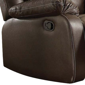 Leather Upholstered Metal Rocker Reclining Chair, Brown