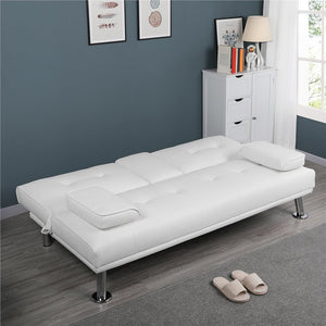 Easyfashion Sofa, White Faux Leather