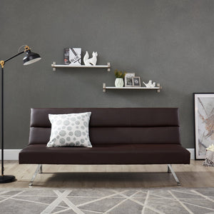 Futon Sofa by Naomi Home - Color: Espresso, Material: Faux Leather