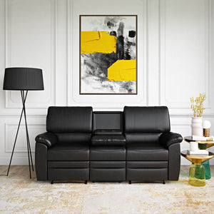 Relax-A-Lounger Clifton Reclining Sofa, Black Faux Leather