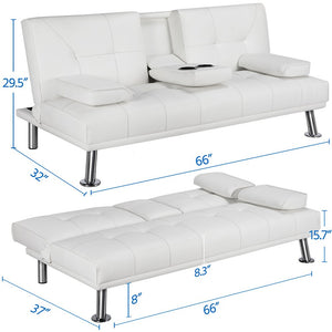 Easyfashion Sofa, White Faux Leather