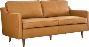 Impart Upholstered Leather Sofa, Brown