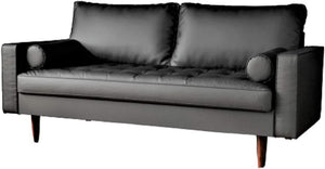 Orion Mid Century Modern Pu Leather Upholstered Living Room Sofa with Bolster Pillows, Sofa, 2-piece set or loveseat