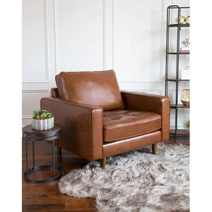 Clark 40.5" W Tufted Genuine Top Grain Leather Armchair