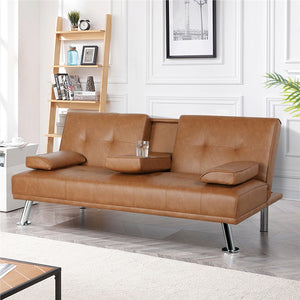 Modern Faux Leather Futon Sofa Bed Home Recliner Couch