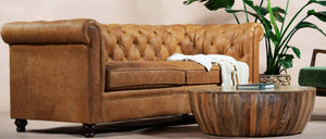 Lyon Sofa in Full-Grain Pure-Aniline Italian Leather, Cognac Tan