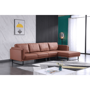 Daltry 127" Wide Genuine Leather Sofa & Chaise