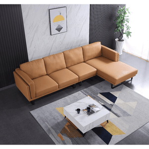 Daltry 127" Wide Genuine Leather Sofa & Chaise