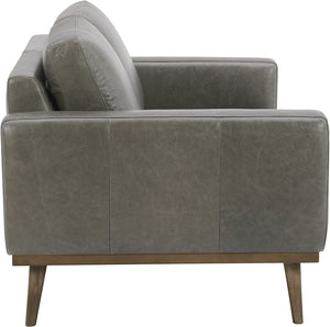 Modern Leather Sofa Couch with Wood Base, 84"W, Gray