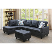 Load image into Gallery viewer, Nina 97&quot; Wide Faux Leather Left Hand Facing Sofa &amp; Chaise with Ottoman