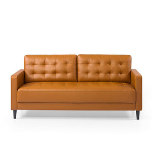 Desert Fields Benton Sofa, Cognac Faux Leather