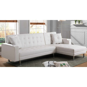 Living room sofa Faux Leather Reversible Sleeper Sofa & Chaise white