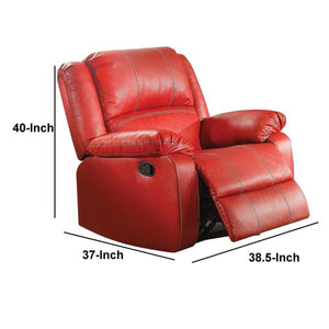 Leather Rocker Recliner Chair, Red