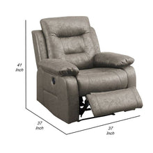 Load image into Gallery viewer, 41 Inch Leatherette Power Recliner With USB Port, Gray