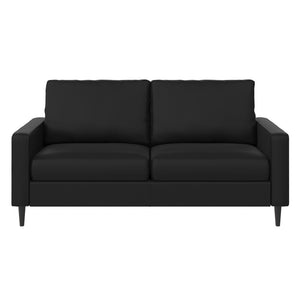 Queer Eye Wainwright Modern Sofa, Small Space Living Room Furniture, Black Faux Leather