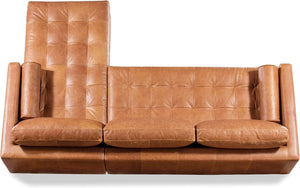 Napa Right Sectional Sofa in Full-Grain Pure-Aniline Italian Leather, Midnight Blue, Cognac Tan, Madagascar Cocoa