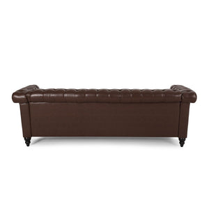 Tufted Chesterfield Faux Leather 3 Seater Sofa