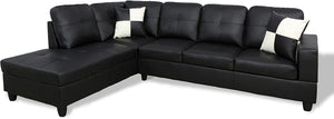 Home Living Genesis Sectional Sofa L-Shape-Pu Leather, Left Facing, Black