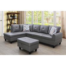 Load image into Gallery viewer, Nina 97&quot; Wide Faux Leather Left Hand Facing Sofa &amp; Chaise with Ottoman