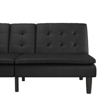 Load image into Gallery viewer, Mainstays Memory Foam Pillowtop Futon with Cupholder, Black Faux Leather