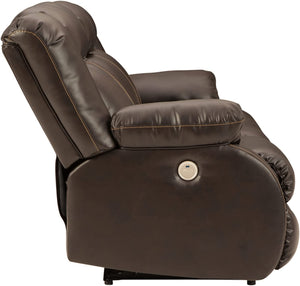 Denoron Reclining Power Sofa, Dark Brown