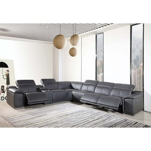 Laurita 138" Wide Genuine Leather Symmetrical Reclining Corner Sectional