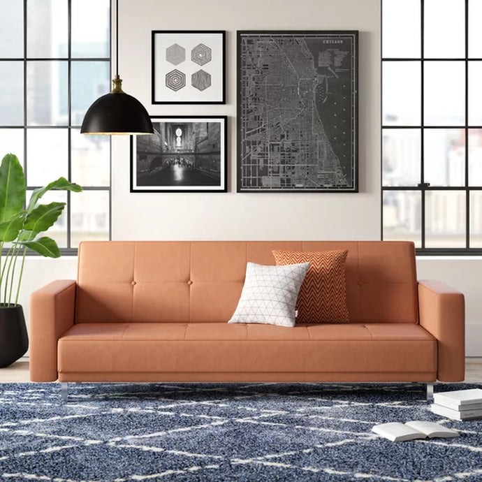 Graham 85.43'' Vegan Leather Sleeper Sofa