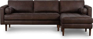 Napa Right Sectional Sofa in Full-Grain Pure-Aniline Italian Leather, Midnight Blue, Cognac Tan, Madagascar Cocoa