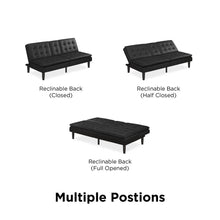 Load image into Gallery viewer, Mainstays Memory Foam Pillowtop Futon with Cupholder, Black Faux Leather