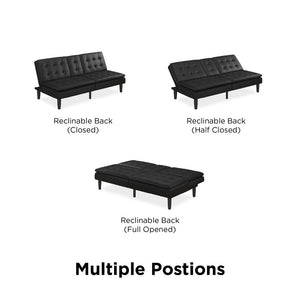 Mainstays Memory Foam Pillowtop Futon with Cupholder, Black Faux Leather