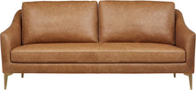 Load image into Gallery viewer, Rivet Alonzo Contemporary Leather Sofa Couch, 80.3&quot;W, Cognac