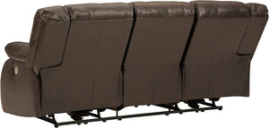 Denoron Reclining Power Sofa, Dark Brown