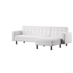 Living room sofa Faux Leather Reversible Sleeper Sofa & Chaise white