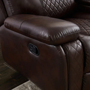 Manual Recliner Living Room Set with Cup Holder and Storage Box, High-End Leather Upholstery for Living Room Apartment